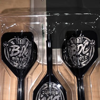 Three flights engraved with the Big Dot C crest and crowns